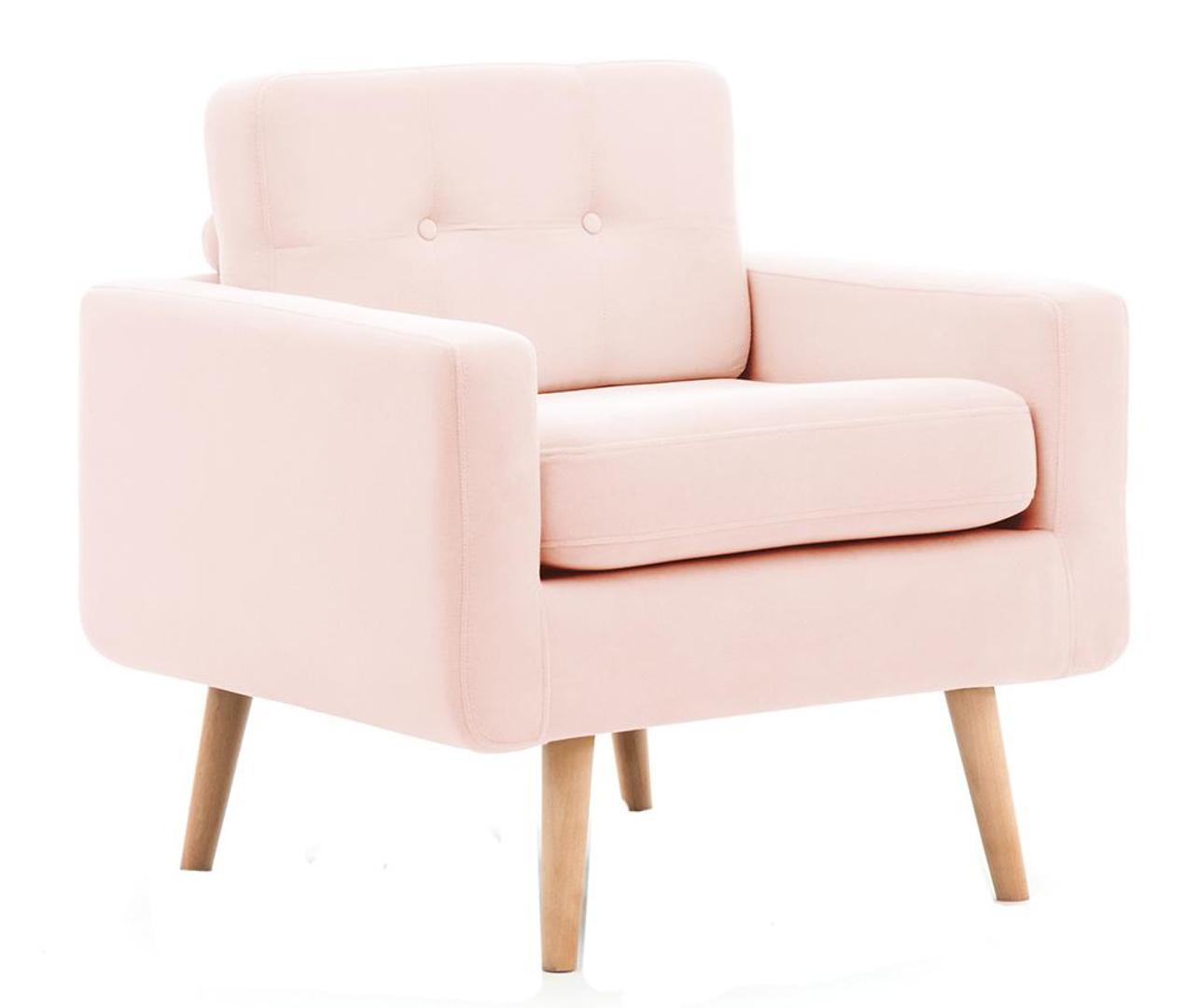 Nježno ružičasta fotelja odličan je detalj u dnevnom boravku (Vivre.hr, 1917 kn)